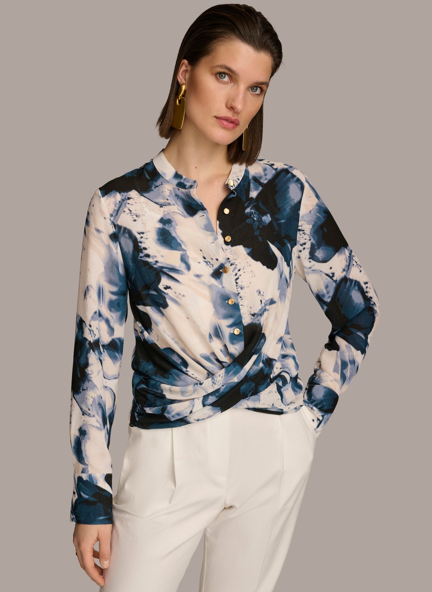 (image for) CHARMING FAUX WRAP BLOUSE